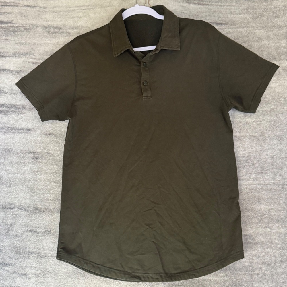 BYLT Premium Basics XDC Polo Shirt Men Medium Olive Green Short Sleeve Curve Hem